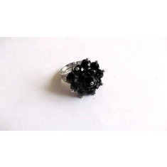 Inel reglabil cristale, inel negru femei 32318