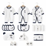 Set Cadou Nou-Născut REDQUIT&reg; &ndash; 20 Piese, Salopete, Bavețici, Căciuliță, Pernă, Bumbac Natural, 0-6 luni, alb/negru