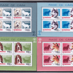 Romania 2001, LP 1551 a, Rase de caini, blocuri de 4, MNH! LP 19,20 lei