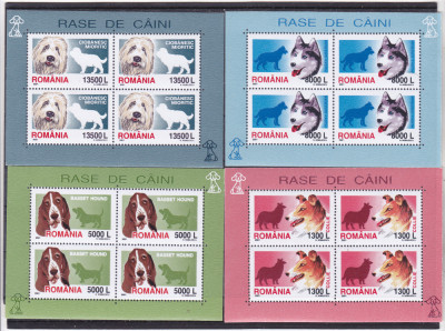 Romania 2001, LP 1551 a, Rase de caini, blocuri de 4, MNH! LP 19,20 lei foto