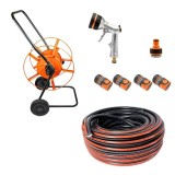Furtun cu carucior pentru gradina, pistol de stropit, 1/2", 30+2 m, 4 straturi, ranforsat, Richmann Exclusive GartenVIP DiyLine
