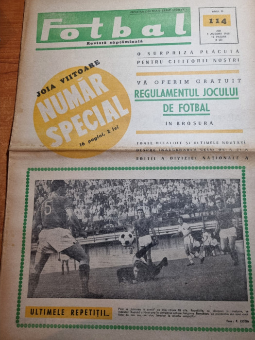 fotbal 1 august 1968-dinamo bacau,u. craiova,steaua,farul,stefan covaci