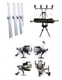 Set 4 Lansete 3,90 m, 3 Segm, 4 Mulinete G 65 cu Baitrunner, Rod Pod, Senzori