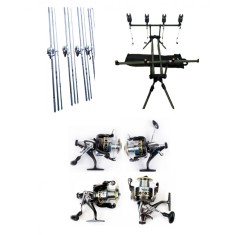 Set 4 Lansete 3,90 m, 3 Segm, 4 Mulinete G 65 cu Baitrunner, Rod Pod, Senzori