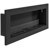 HOMCOM Șemineu &Icirc;ncorporabil pe Bioetanol din Oțel Inoxidabil, cu 2 Arzătoare de 0,85L, 90x15x40 cm, Negru | Aosom Romania