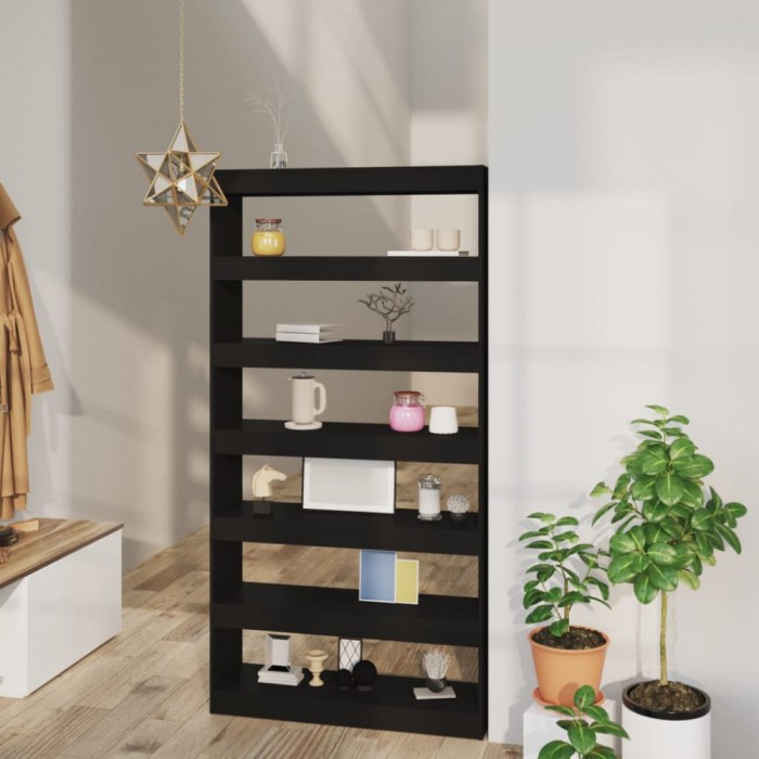 Bibliotecă/Separator cameră, negru, 100x30x198 cm, lemn
