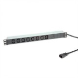 Prelungitor 19&quot; PDU C14 la 8 prize IEC320 C13 siguranta 10A aluminiu 2m, Roline 19.07.1629