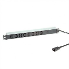 Prelungitor 19&quot; PDU C14 la 8 prize IEC320 C13 siguranta 10A aluminiu 2m, Roline 19.07.1629