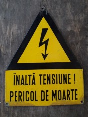 HST Tabla emailata Romania comunista decor industriala protec?ia muncii foto