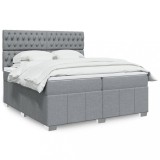 VidaXL Pat box spring cu saltea, gri deschis, 200x200 cm, textil 3294082