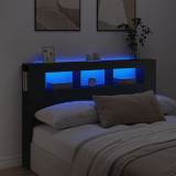Tablie de pat cu LED, negru, 160x18,5x103,5 cm, lemn GartenMobel Dekor, vidaXL