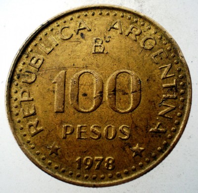 7.263 ARGENTINA GENERAL JOSE DE SAN MARTIN 100 PESOS 1978 EROARE foto