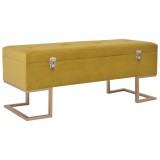 Cumpara ieftin Bancheta cu un compartiment de depozitare mustar 105cm catifea