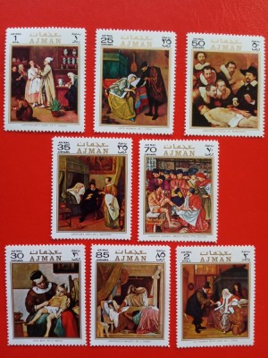 AJMAN, MEDICINĂ &amp;Icirc;N PICTURĂ - SERIE COMPLETĂ MNH foto