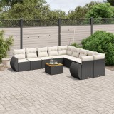 vidaXL Set canapele de grădină cu perne, 11 piese, negru, poliratan 3257526