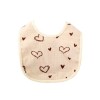 Baveta in Forma de U, din Bumbac, pentru Copii 0-12 Luni, Rezistenta la Apa, cu Capse, Model cu Inimoare, 21x30 cm, Bej