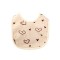 Baveta in Forma de U, din Bumbac, pentru Copii 0-12 Luni, Rezistenta la Apa, cu Capse, Model cu Inimoare, 21x30 cm, Bej