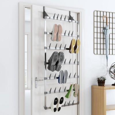 Gossi suport pentru pantofi suspendat, argintiu, 66x13x139 cm foto