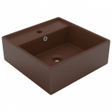 VidaXL Chiuvetă lux, preaplin maro &icirc;nchis mat 41x41 cm ceramică pătrat