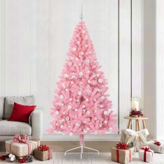 vidaXL Pom de Crăciun artificial pre-iluminat Roz 240 cm PVC 3397105