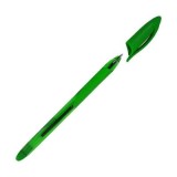 Pix cu bila Keyroad Sofjet, 0. 7mm, cu capac, corp semitransparent in culoarea scrisului, grip cauciucat, verde