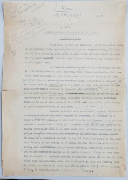 GEO BOGZA - MUTAREA FALCILOR LA NATIUNI / ELOGIUL GREIERULUI - ARTICOLE PENTRU ZIAR , DACTILOGRAFIATE , CU CORECTURILE, MODIFICARILE SI ADAUGIRILE