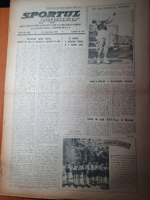 sportul popular 2 septembrie 1954-atletism,rugby,tir,polo,handbal