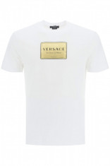 Tricou barbat Versace, Versace logo plaque t-shirt A87387 A228806 A1001 Multicolor foto