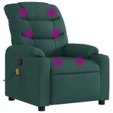 Cumpara ieftin Fotoliu reclinabil cu masaj, verde inchis, material textil