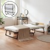 Pat pliant metalic 90x200 cu saltea, roti si aspect stejar, [en.casa]
