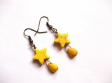 Cercei stelute howlite galben 31794, Cercei fashion