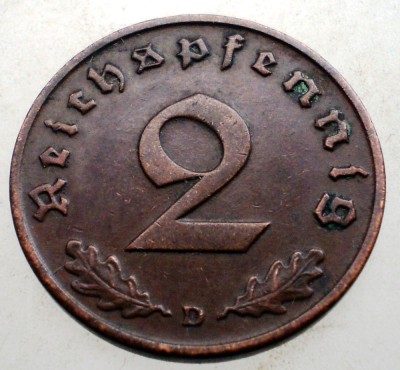 2.884 GERMANIA 2 REICHSPFENNIG 1938 D foto