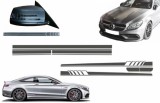 Set Stickere Capota Plafon Portbagaj si Stickere Oglinzi Gri Inchis Mercedes C205 Coupe A205 Cabriolet (2014-2016) A45 Design Edition 1 Performance Au