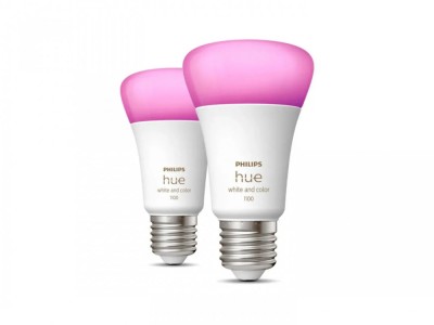 2 Becuri LED RGB inteligente Philips Hue A60, Bluetooth, E27, foto