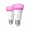 2 Becuri LED RGB inteligente Philips Hue A60, Bluetooth, E27,