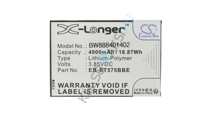 &Icirc;nlocuire baterie tabletă VHBW pentru Samsung GH43-05039A, EB-BT575BBE - 4900 mAh 3,85 V Li-polimer