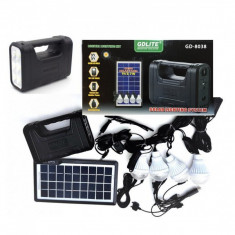 Kit cu Panou Solar, USB si Becuri LED, 6V4Ah GD8038 foto