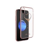 Husa iPhone X GloMax Cristale Swarovski Rose Gold, Transparenta, Rezistenta Socuri