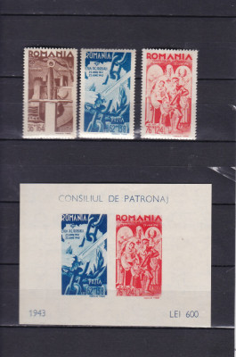 1943 LP 154 I LP 154 II CONSILIUL DE PATRONAJ SERIE+COLITA NEDANTELATA MNH foto