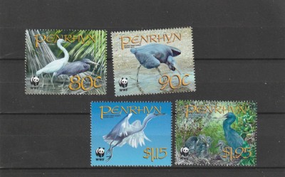 Penrhyn 2008 - Fauna , WWF , Pasari , serie 4 valori , dantelate , MNH , Mi.611-614 foto