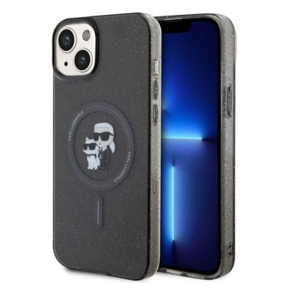 Husa pentru iPhone 15 Plus / iPhone 14 Plus - Karl Lagerfeld Glitter MagSafe (KLHMP15MHGKCNOK) - Karl&amp;amp;Choupette foto