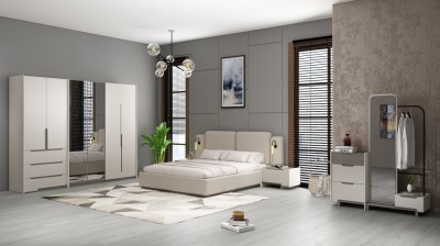 DORMITOR COMPLET ANABEL 180X200CM SALTEAUA SI SOMIERA rabatabila INCLUSE foto