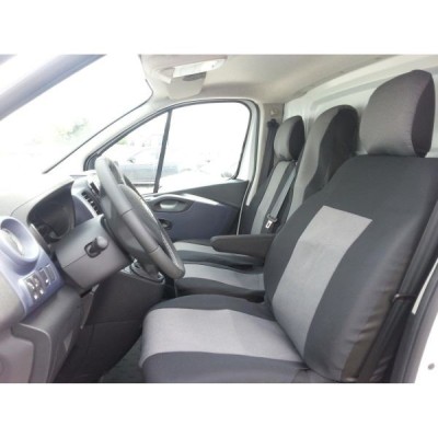 2+1 Huse Scaune pentru OPEL VIVARO 2014+ Microbuze Negru Gri Textil foto