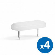 Bază antiderapantă pentru mobilier din plastic - cu cuie, alb - 43 x 18 mm - 4 buc / pachet