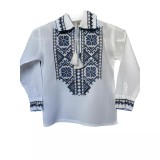 Cumpara ieftin Camasa Traditionala de Baieti Alba cu Motiv Geometric Albastru - ITB36
