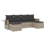 Set canapele de gradina cu perne, 6 piese gri deschis poliratan
