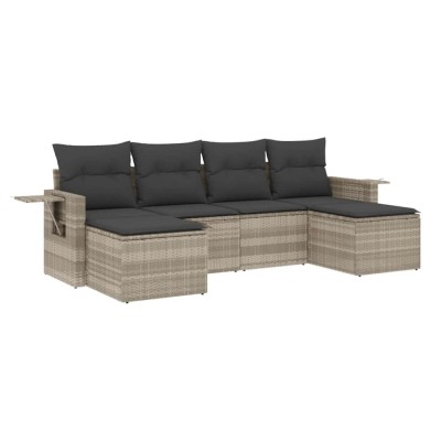 Set canapele de gradina cu perne, 6 piese gri deschis poliratan foto