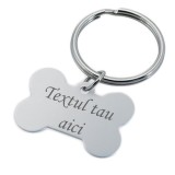 Breloc metalic in forma de os. caine. catel. gravat personalizat cu textul tau