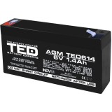 Acumulator AGM VRLA 6V 1,4A dimensiuni 97mm x 25mm x h 54mm F1 TED Battery Expert Holland TED002839 (40) SafetyGuard Surveillance