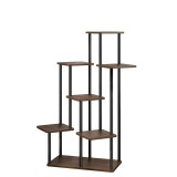 Cumpara ieftin Suport flori metal negru lemn rustic Adite 83,5x58x106,5 cm